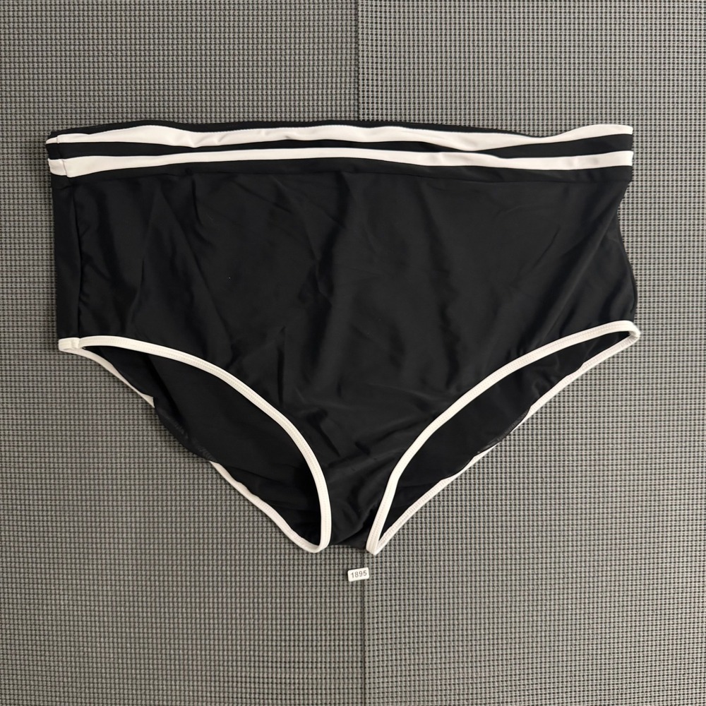 Torrid Women Black White Striped High Waist Bikini Swim Bottoms Plus Size 4 4X